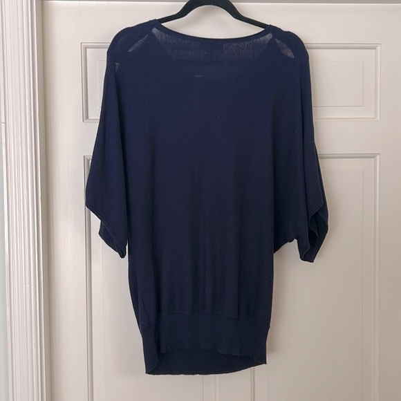 New York & Co Dolman Sweater Navy Blue Button Shoulder Sleeve Size M Fall Winter - Picture 6 of 10